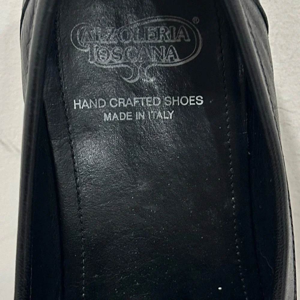 CALZOLERIA TOSCANA HAND CRAFT LEATHER BLACK MEN'S SHOES SIZE‎ 11,5 MADE IN ITALY